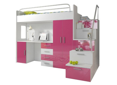 Litera doble cama litera cama cama infantil cama juvenil cama alta habitación infantil rosa