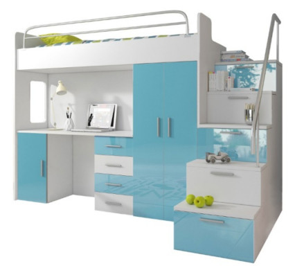 Litera litera cama cuna cama juvenil litera azul habitación infantil