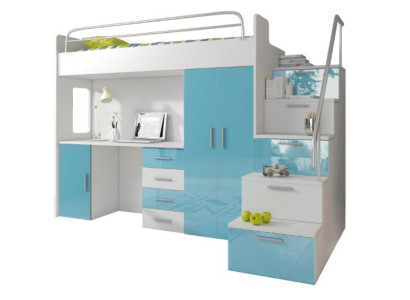 Litera litera cama cuna cama juvenil litera azul habitación infantil
