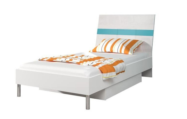 Cama + mesita de noche dormitorio juvenil habitación infantil conjunto muebles azul 2 piezas.