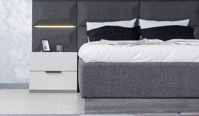 Conjunto de muebles para dormitorio completo Cama 2 mesitas de noche tocador espejo 5 piezas Nuevo