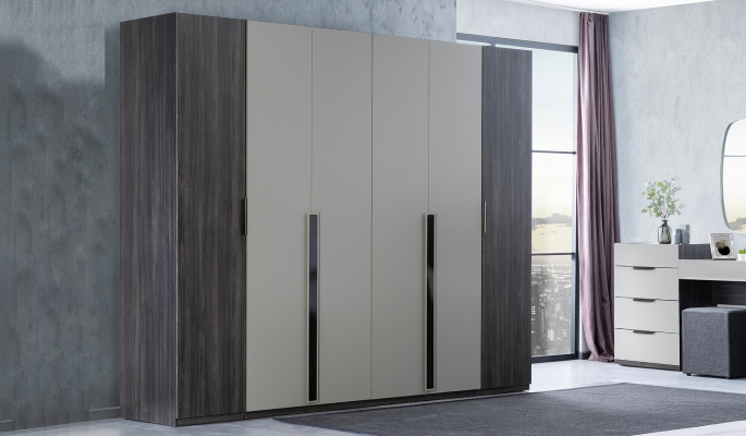 Dormitorio Cama Mesita de noche Armario Cómoda con espejo Conjunto de muebles de 5 piezas