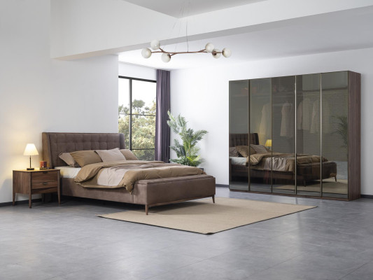 Armario XXL alto marrón dormitorio armarios vitrina madera moderno nuevo.