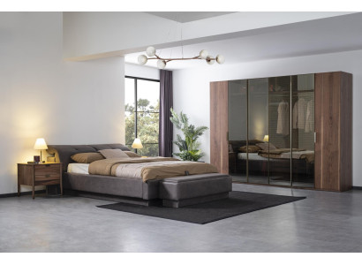 Juego de dormitorio Muebles Cama 2x Mesita de noche Armario Muebles Set completo de 4 piezas