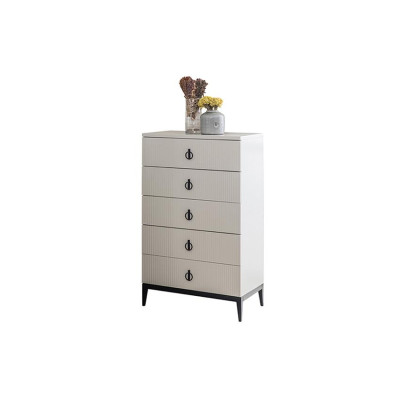 Conjunto completo de dormitorio gris claro, cama, armario, mesitas de noche, 7 piezas.