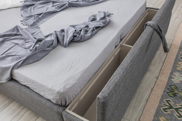 Diseño de cama cama doble camas de cama de dormitorio tapizado muebles de hotel marco de cama gris