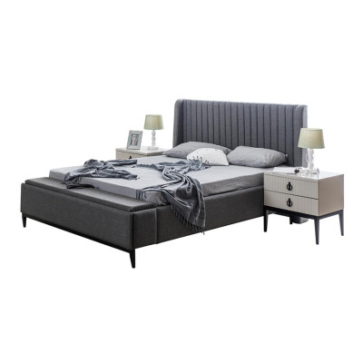 Dormitorio gris cama + 2 mesitas de noche Mesitas de noche Camas 3 piezas Nuevas