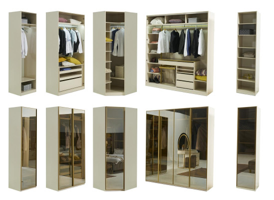 Armario empotrado Muebles Armario de vidrio frentes tintados Armario Esquinero