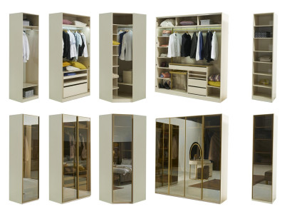Armario empotrado Muebles Armario de vidrio frentes tintados Armario Esquinero