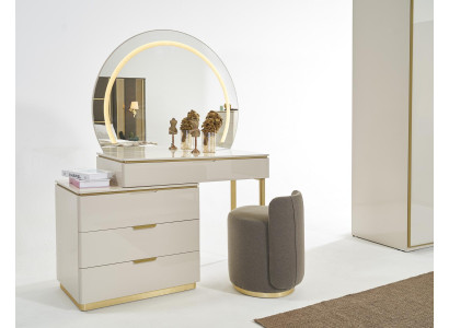 Juego de tocador con espejo de consola de muebles de dormitorio con diseño de taburete nuevo.