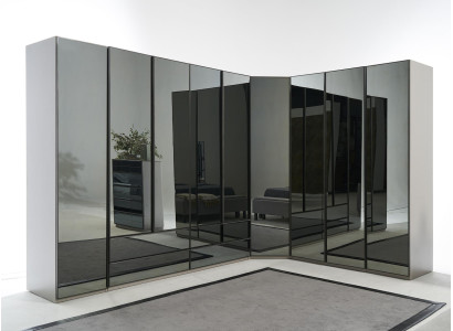 Armario esquinero con espejo, armario de dormitorio, armario de lujo, muebles de vidrio.