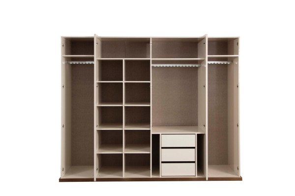 Armario de seis puertas en color beige, mueble de madera para armario.