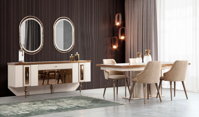 Aparador sala de estar comedor madera metal cómodas beige
