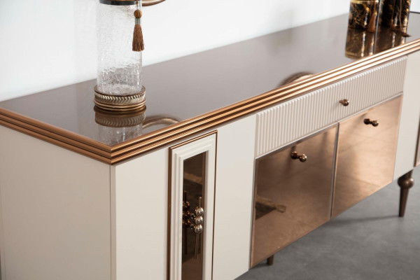 Aparador sala de estar comedor madera metal cómodas beige