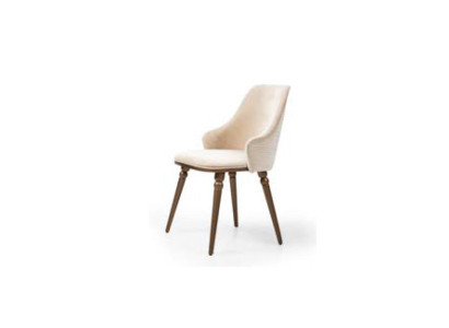 Silla de lujo Sillas modernas Sillón Tapizado de metal y madera Textil Nuevo Beige
