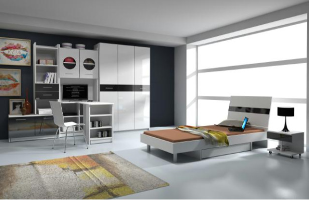 Habitación juvenil completa de 7 piezas: cama para niños, armario, escritorio. Nuevo.