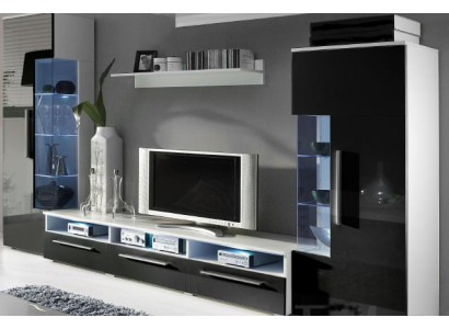 Mueble de salón de diseñador Rtv TV Sideboard + 2 vitrinas Armario adicional Sala de estar Pared Nuevo