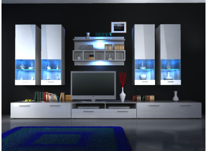 Mueble de pared para salón, armario de pared brillante con iluminación LED "opción de color" diseño nuevo