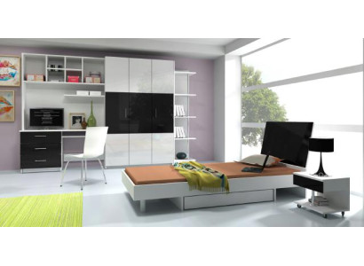 Habitación juvenil de 7 piezas, Dormitorio completo para niños Cama Armario Escritorio RAJ3