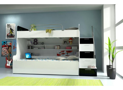 Litera doble cama cama infantil juvenil litera alta nueva negro/blanco