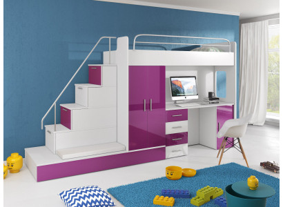Litera doble dormitorio juvenil cama armario armario escritorio