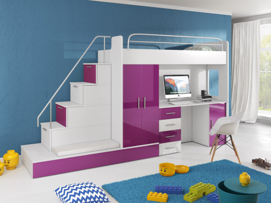 Litera cama armario juvenil escritorio