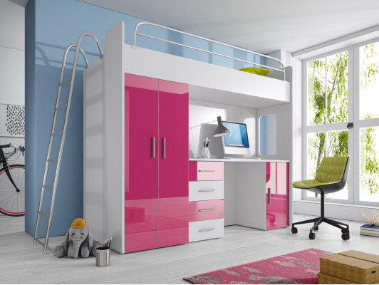 Litera exquisita + escritorio + armario de estilo moderno para su bebé de madera