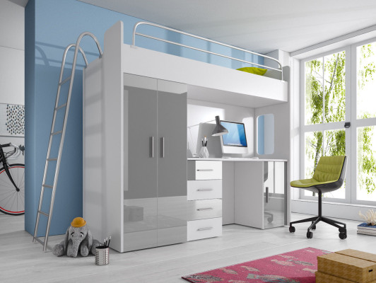 Litera exquisita + escritorio + armario de estilo moderno para su bebé de madera