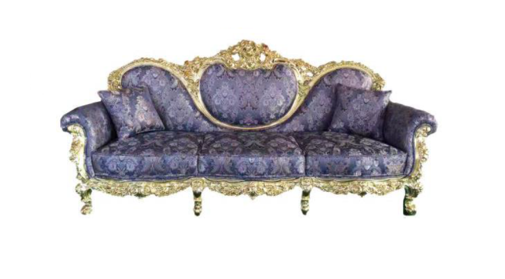 Sofá trono Queen tapizado de terciopelo de estilo antiguo de 3 plazas sillón lounge Chesterfield.