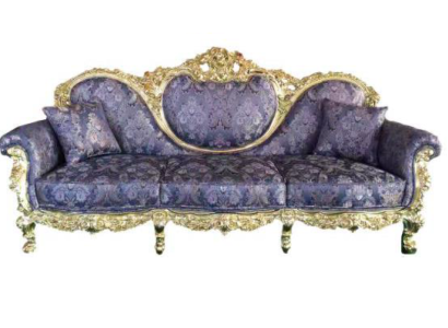 Sofá trono Queen tapizado de terciopelo de estilo antiguo de 3 plazas sillón lounge Chesterfield.