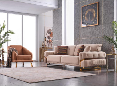 Conjunto de sofás de sala de estar sillón de tres plazas Juego de muebles completo Diseño 3+1