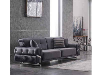 Sofá tapizado de tres plazas de diseñador gris para la sala de estar - moderno.
