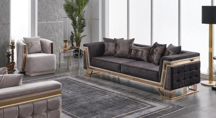 Conjunto de tapizado Sofás de lujo de tres plazas Sillón Sofás modernos de sala de estar