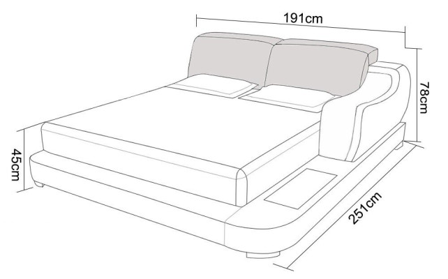 Diseño cama XXL Big Betten Hotel tapizado 200x200 estante multifunción USB cuero