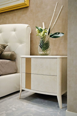 Cama + 2 mesitas de noche Conjunto de dormitorio de 3 piezas Diseño moderno Muebles clásicos de lujo