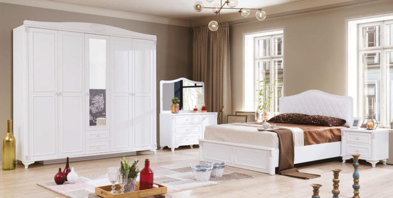 Dormitorio Muebles Madera Armario Armario de estilo rústico blanco Nuevo