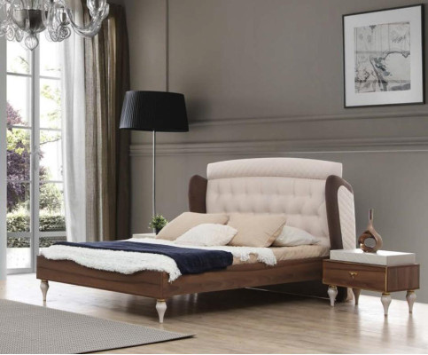 Cama diseño dormitorio muebles lujo 2 mesitas de noche 4 partes armario