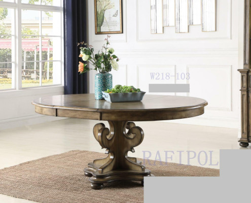 Mesa de comedor de diseñador de lujo, mesas de comedor tapizadas de madera redonda.
