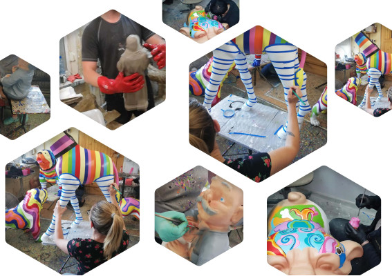 Figuras de diseño Esculturas Bulldog modernas Nueva decoración de jardín Escultura