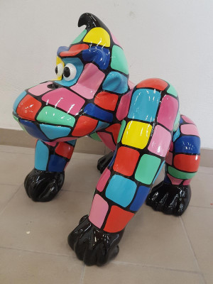 Estatua de figura de diseñador de gorila. Estatuas modernas de decoración de figuras para jardín. Nuevo.