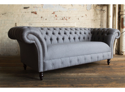 Sofá Chesterfield de 3 plazas tapizado en cuero, sofá de tela de estilo moderno.