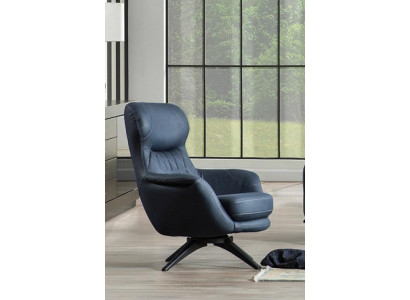 Sillón individual estilo moderno y cómodo de suavidad media en azul lujoso.