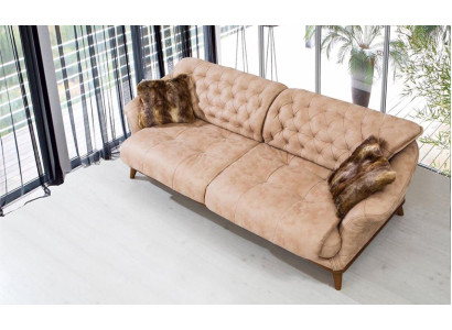 Sofá marrón para la sala de estar Sofás Tapizado Muebles de tres plazas 221 cm