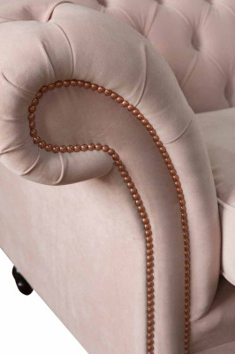 Sofá de diseño moderno Chesterfield de 4 plazas en rosa, muebles tapizados en tela Sofas Textil