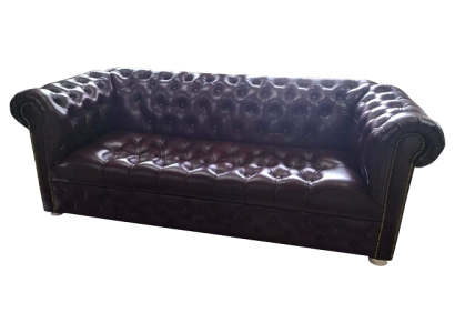 Sofá de tres plazas Chesterfield de cuero marrón moderno de 230 cm.