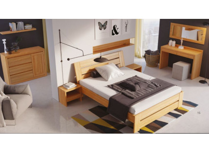 Set de dormitorio de 5 piezas. Cama 2 mesitas de noche + tocador con espejo Muebles de madera maciza Nuevos