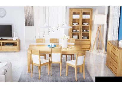 Mesa de comedor de madera con 6 sillas estilo trono, conjunto de sillas de comedor.