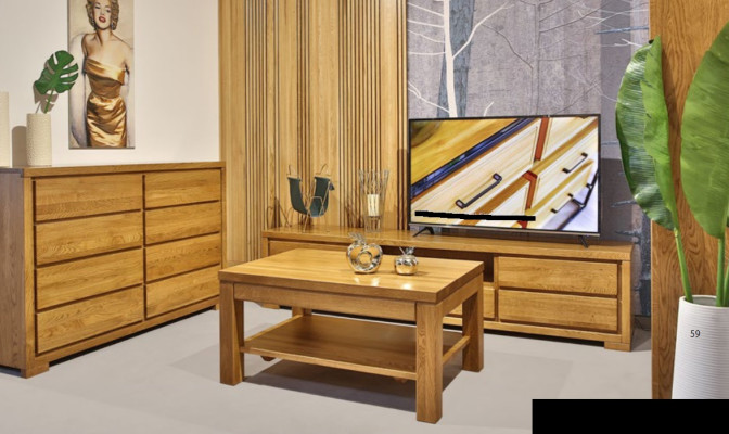 Juego de muebles de madera para sala de estar: cómoda maciza, aparador, mesa de centro, conjunto de 3 piezas nuevo.