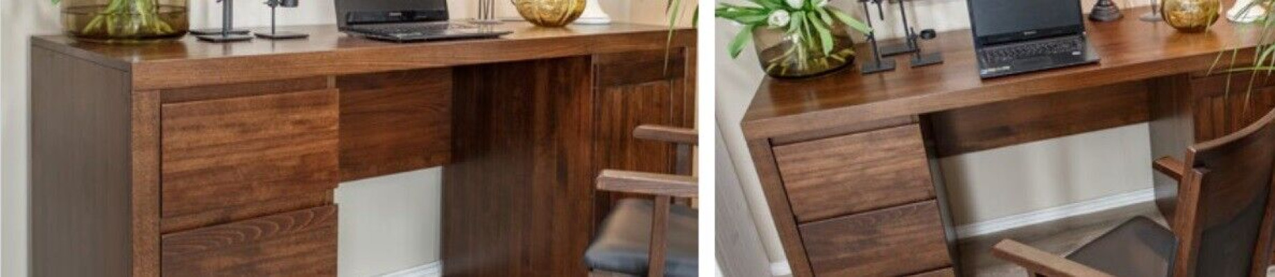 Muebles de oficina de conjunto de madera maciza de roble, mesa + silla.