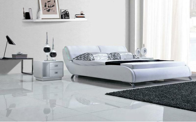 Cama de diseñador Cama matrimonial Doble cama Dormitorio Cama tapizada Cama de cuero